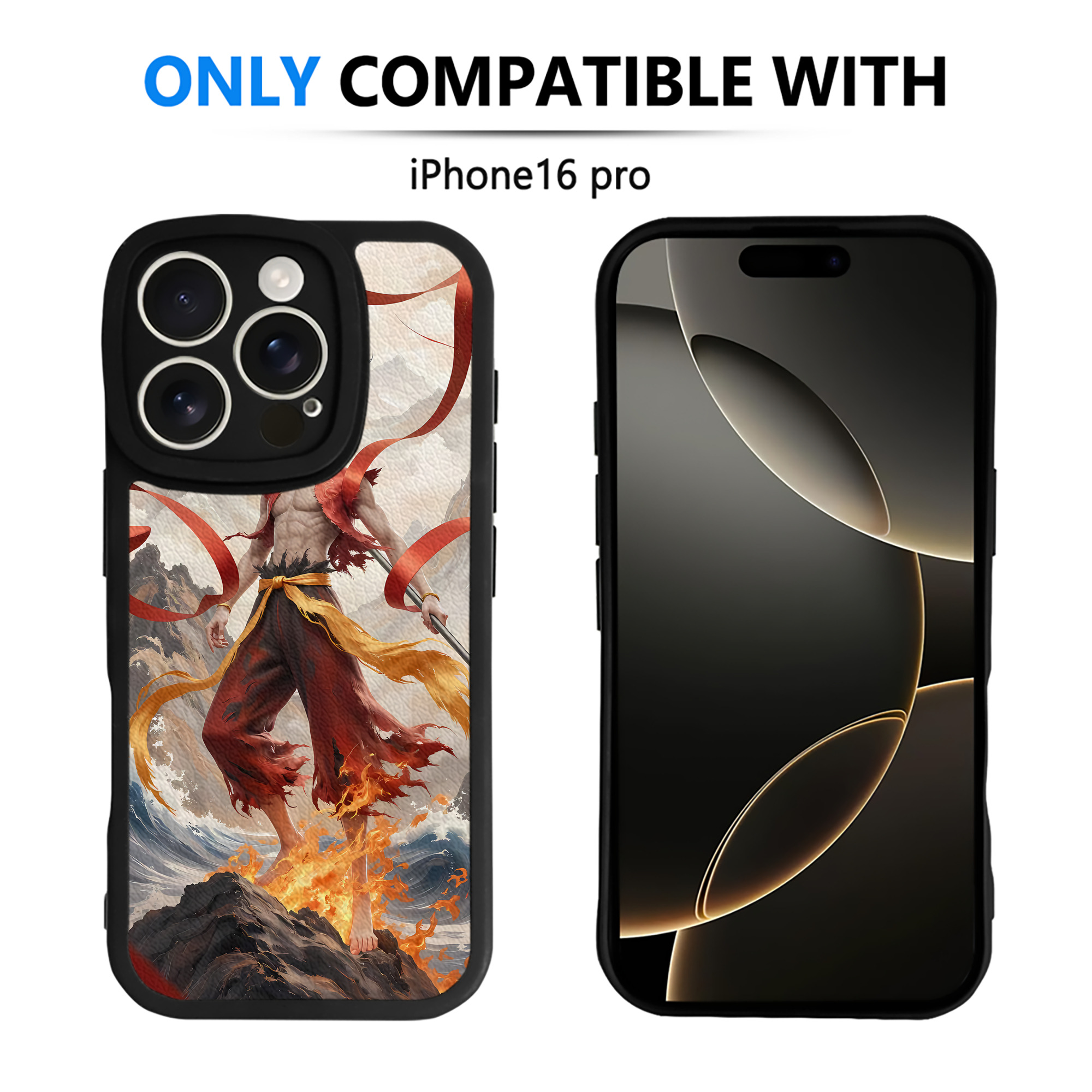 （画像用） Ne Zha 2 ナタ 魔童の大暴れ 【iPhone 16シリーズ対応】シリコンスマホケース（レザー調） 材質：シリコン